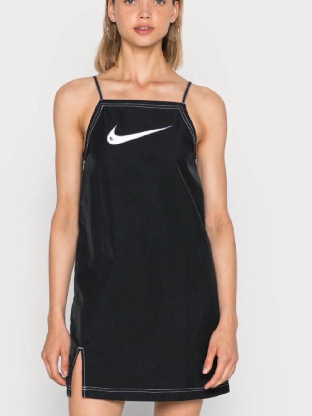 NIKE Sportswear Swoosh Women’s Cami Black Sporty Short Dress Size Small NEW